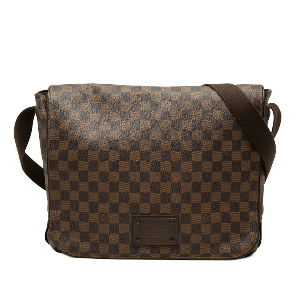 Louis Vuitton Damier Ebene Brown Brooklyn Crossbody Bag Messenger Brown Leather